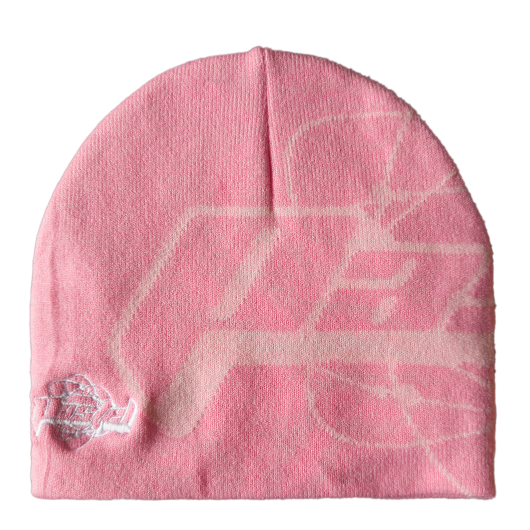 Pastel Skull Beanie - Pink/White